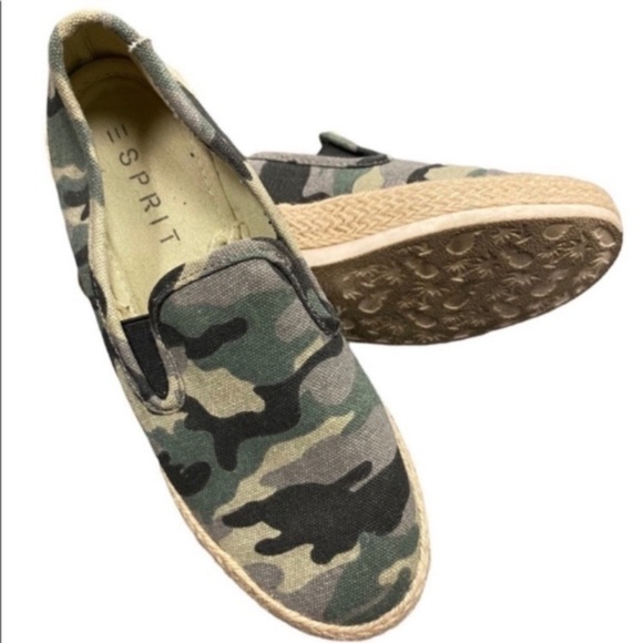 Esprit Erika Women’s Size 6M Espadrille Green Camouflage Slip On Shoes - Picture 1 of 14